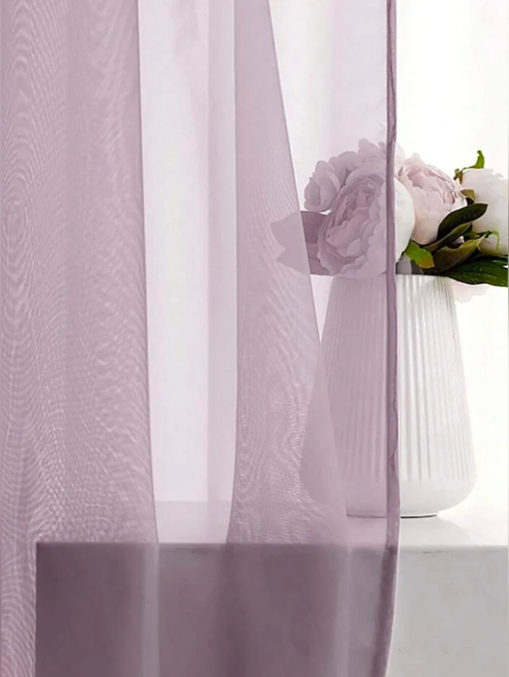 Voile Pale Lilac Sheer Curtains, Translucent Fabric. Rod Pocket. 2 Panels.